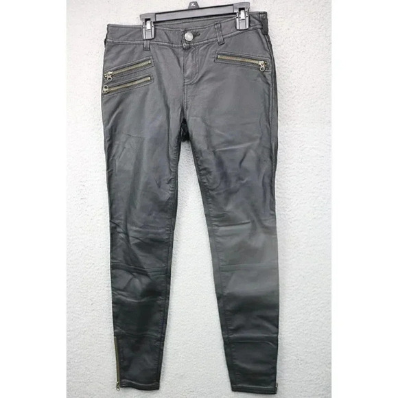 Free People Women's Faux Leather Biker Style Pants-Size 2-Pockets-Skinny Jeans - Picture 1 of 8